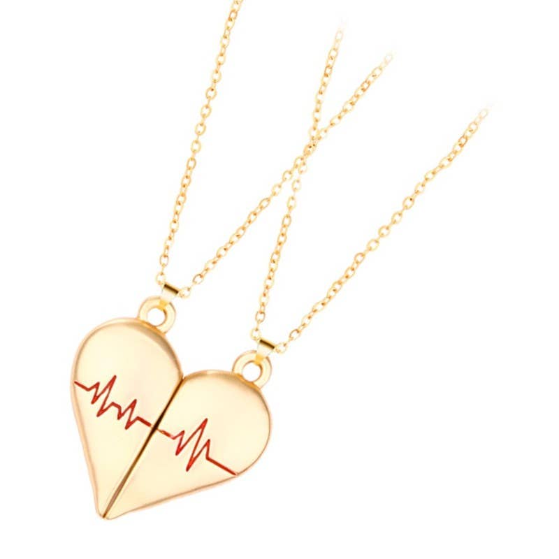 Heartbeat Couple Necklace Matching Love Pendant, Friend,Wife