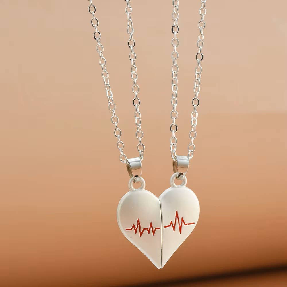 Heartbeat Couple Necklace Matching Love Pendant, Friend,Wife