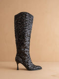 The Jewel Black | Knee High Sequin Boot