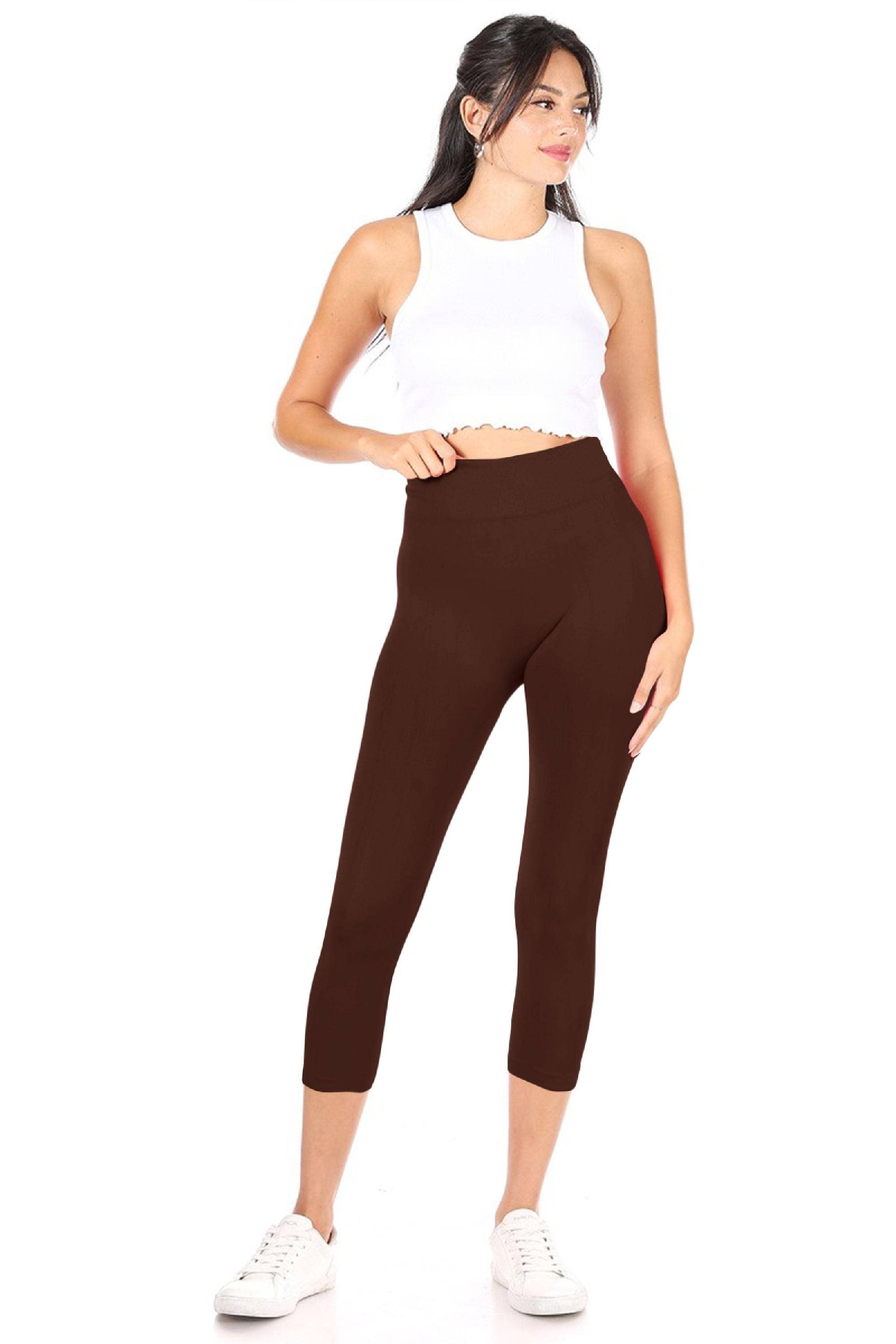 Women's Casual Solid Seamless Capri Leggings