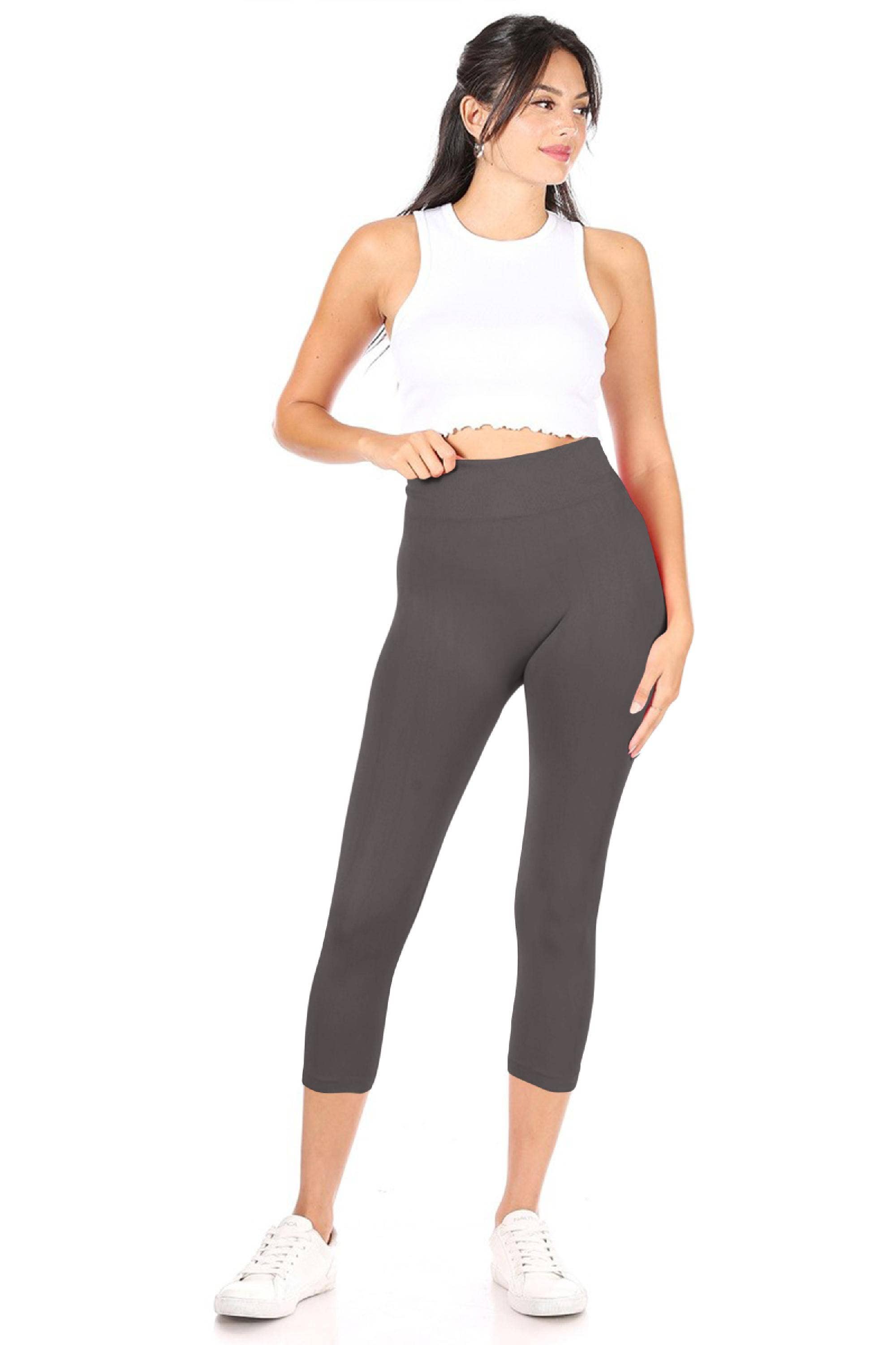 Women's Casual Solid Seamless Capri Leggings