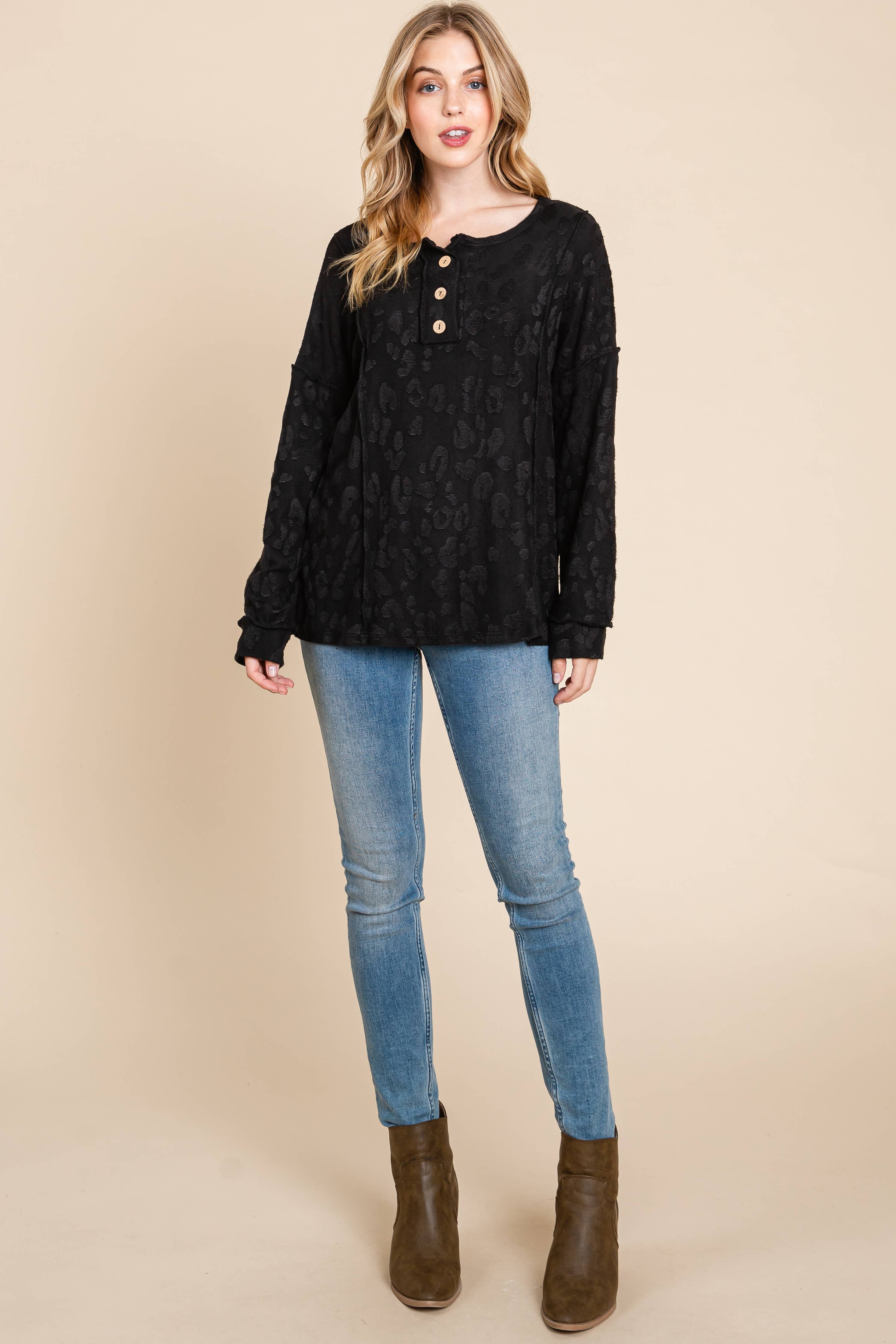 TEXTURED BUTTON FRONT TOP