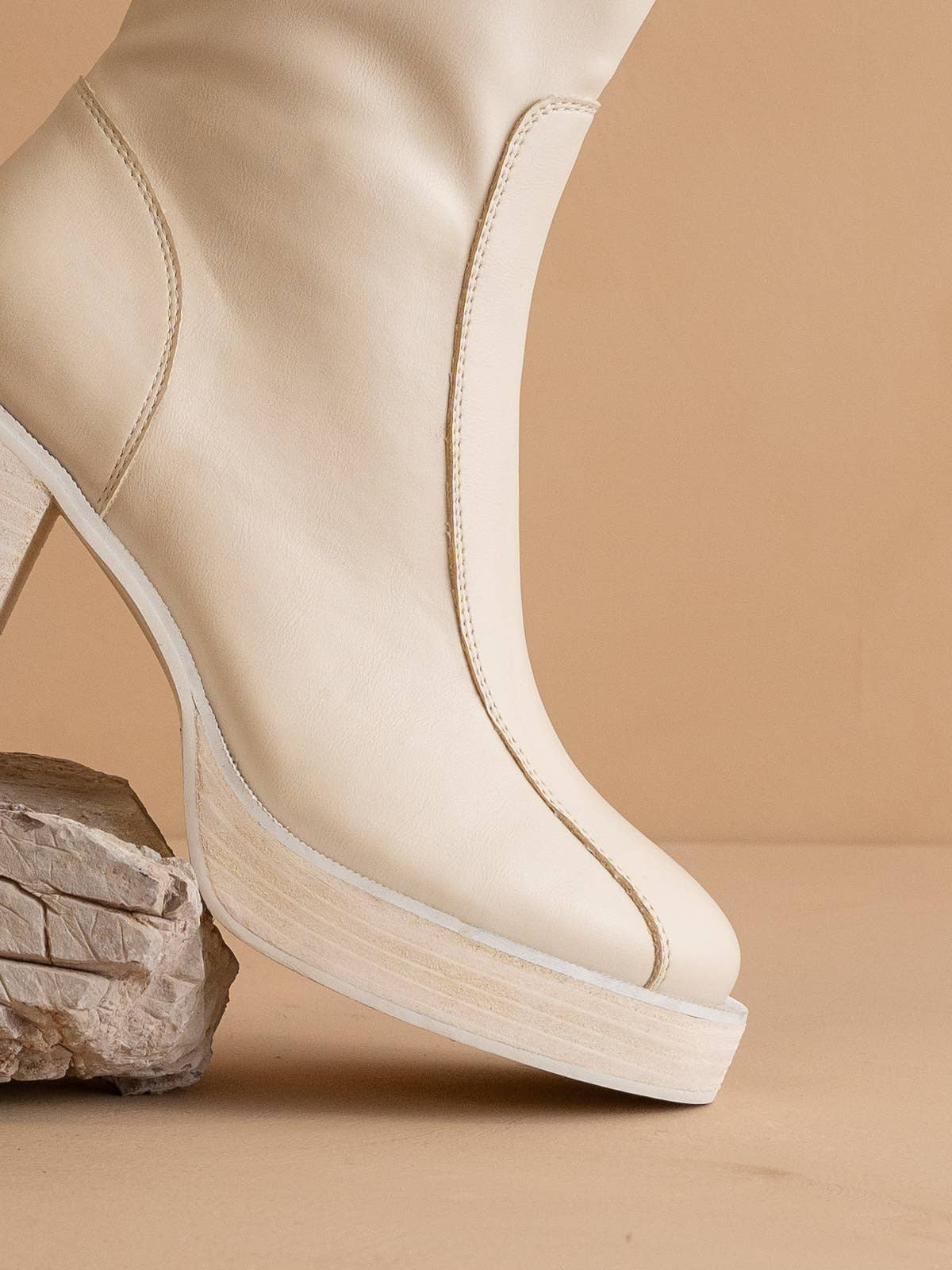 The Josephine Beige | Platform Short Boots