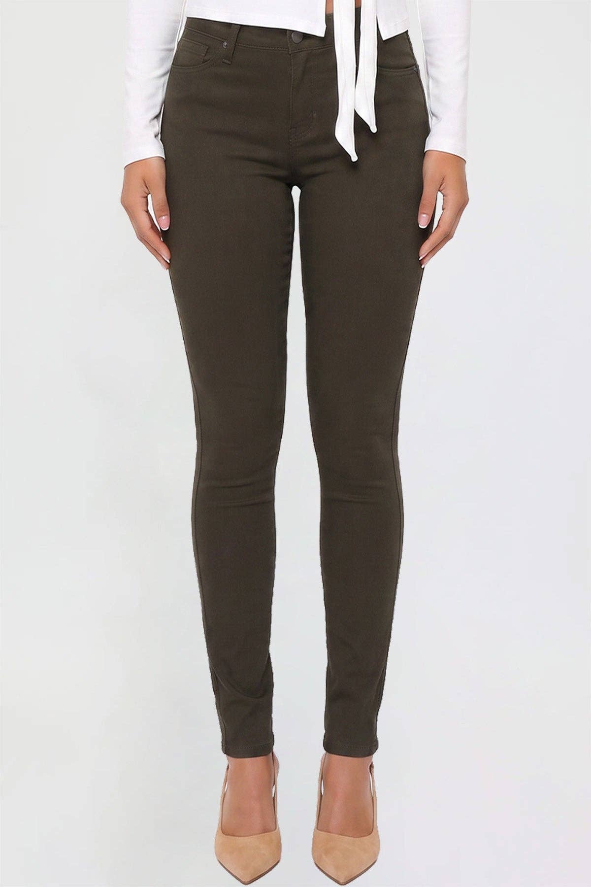 Junior Hyperstretch Mid-Rise Basic Skinny Pants Olive