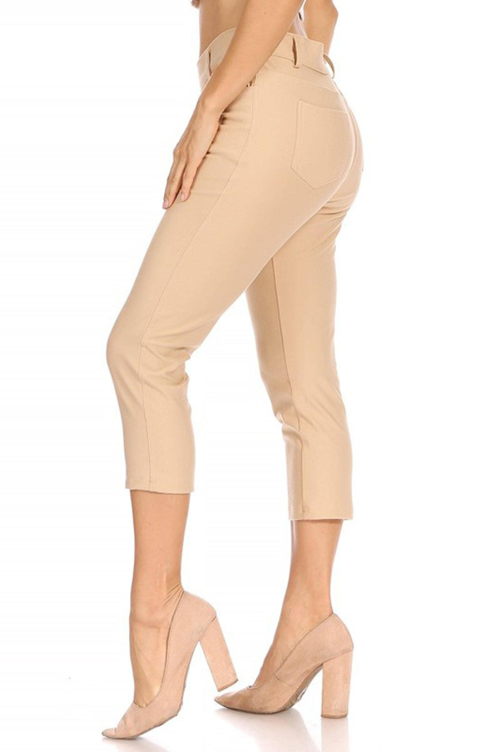 Women's Casual Comfy Slim Pocket Jeggings Capri Pants