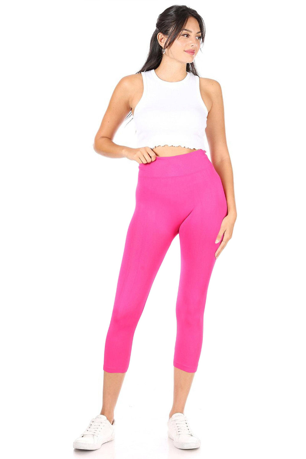Women's Casual Solid Seamless Capri Leggings