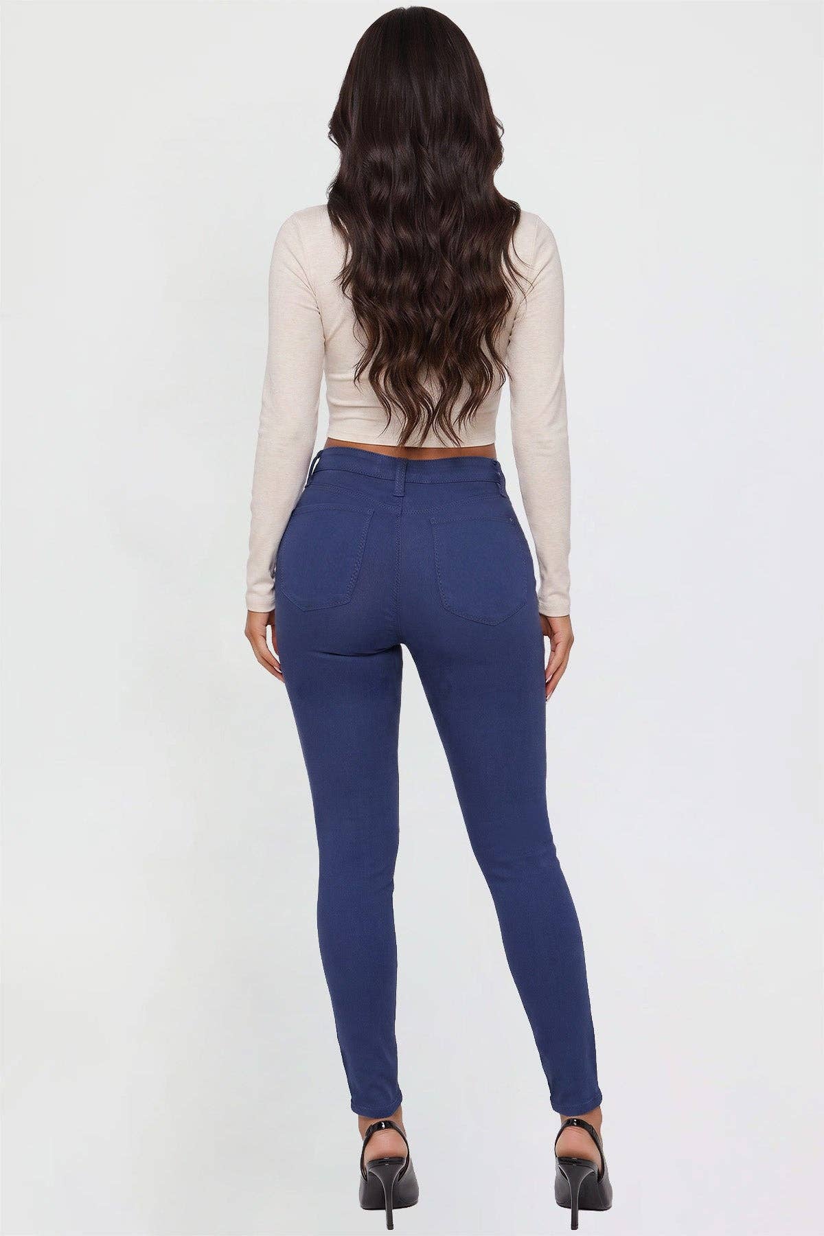 Junior Hyperstretch Basic Skinny Mid-Rise Pants-Navy
