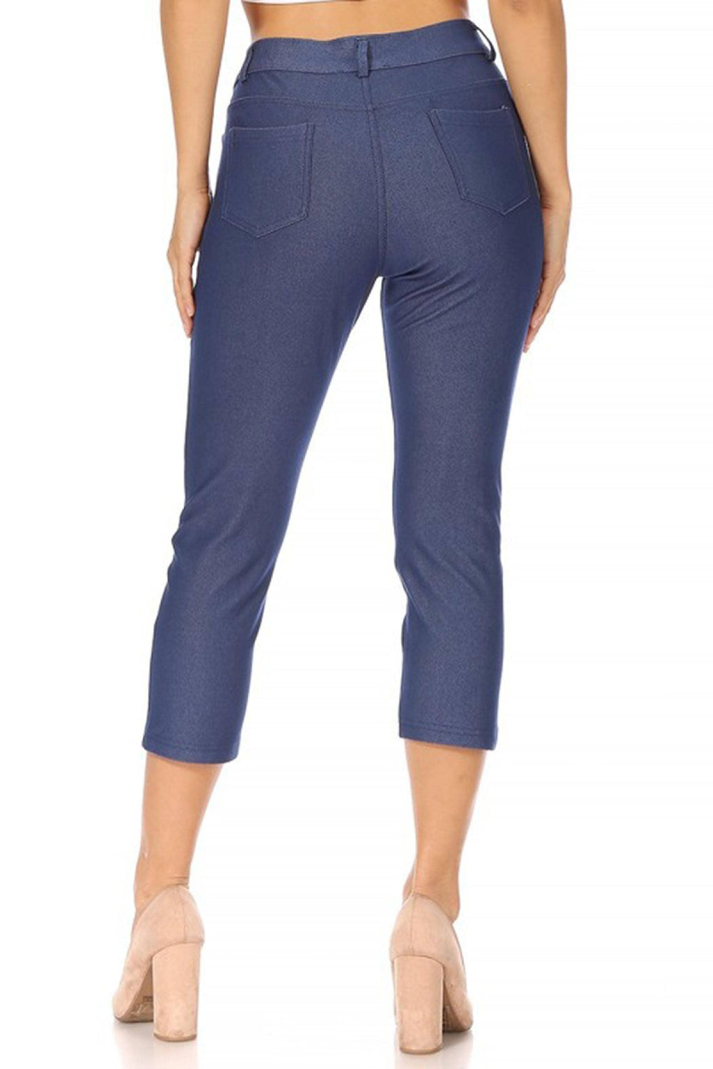 Women's Casual Comfy Slim Pocket Jeggings Capri Pants