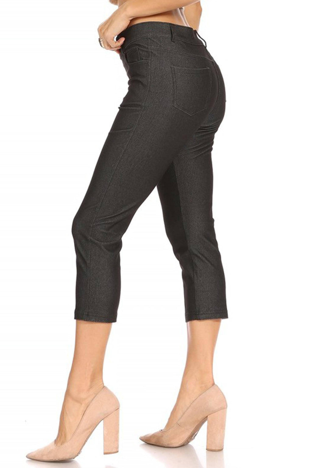 Women's Casual Comfy Slim Pocket Jeggings Capri Pants