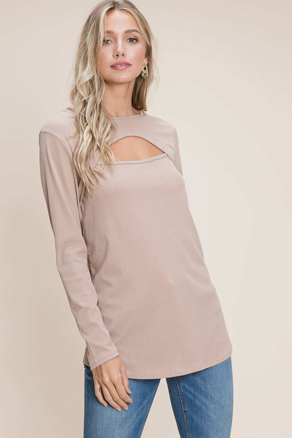 Ribbed Keyhole Top