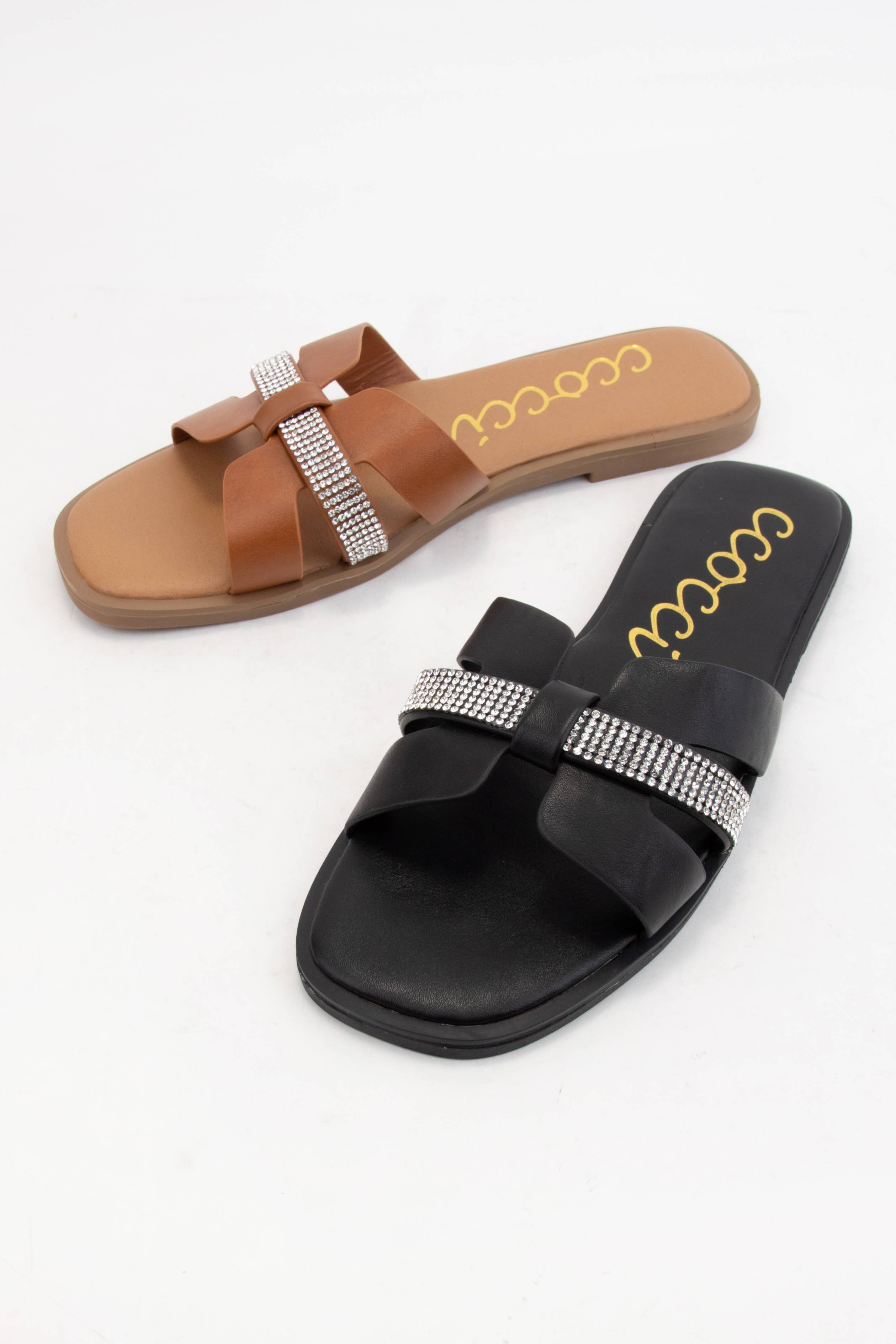 MAGGIE JEWELED H-SHAPE CUTOUT SLIDE