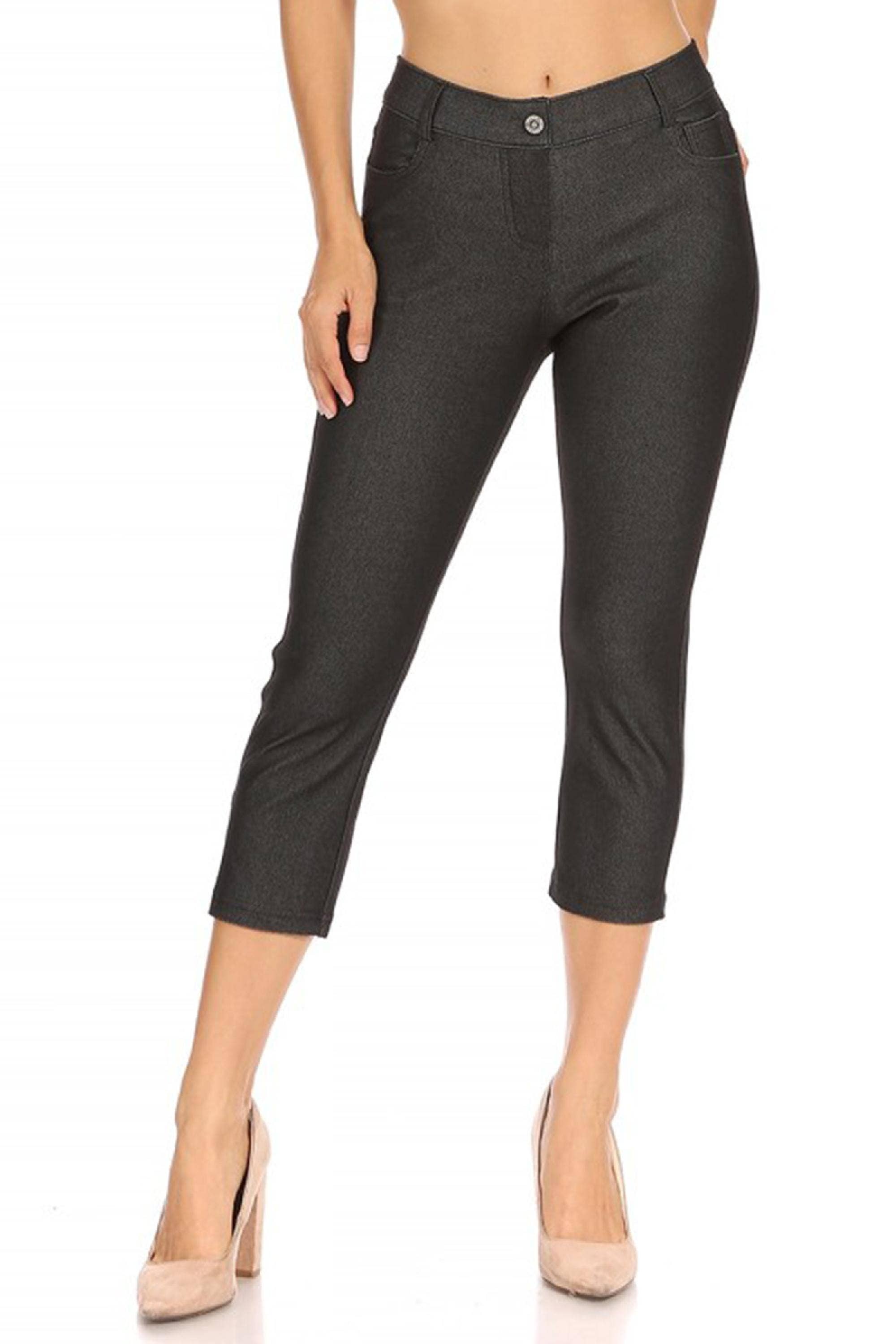 Women's Casual Comfy Slim Pocket Jeggings Capri Pants