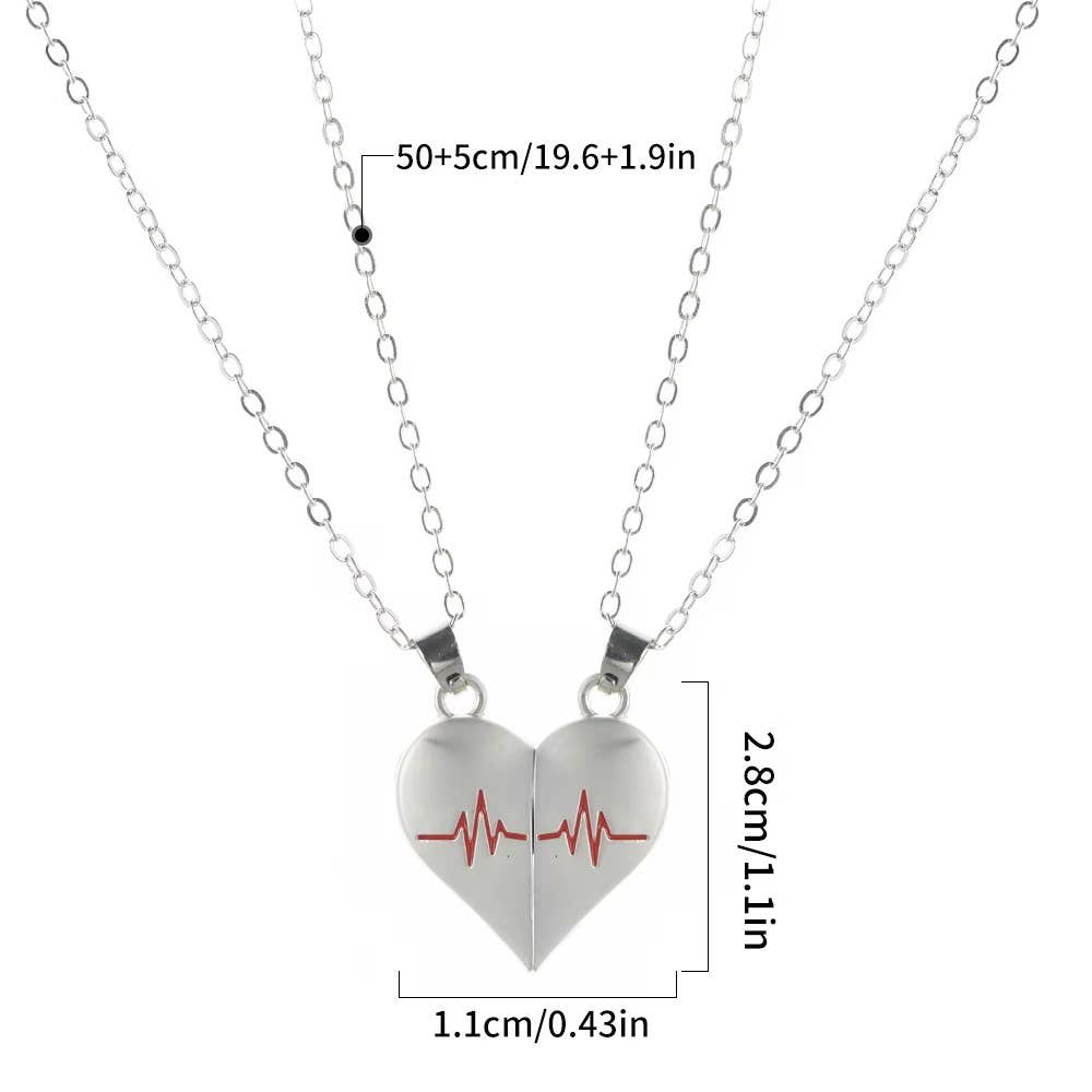 Heartbeat Couple Necklace Matching Love Pendant, Friend,Wife