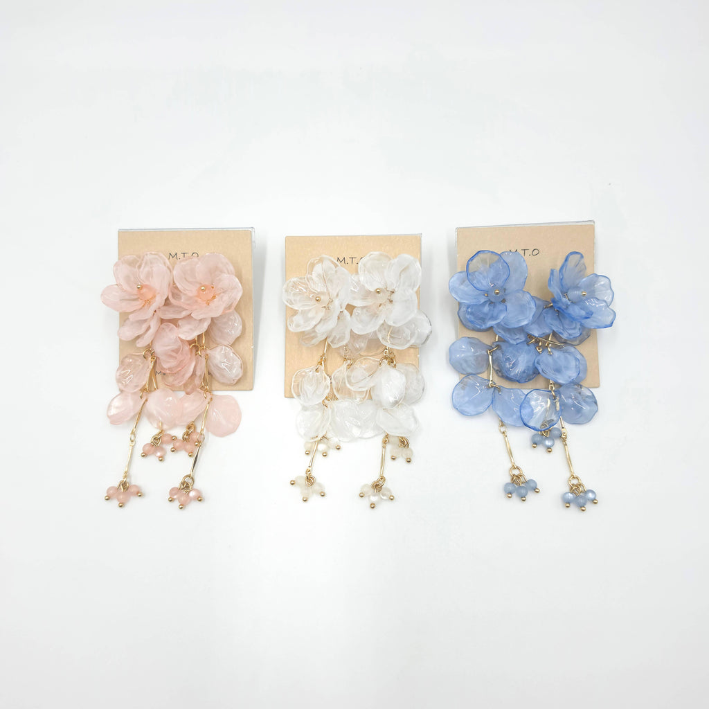 Blue Floral Petal Statement Earrings