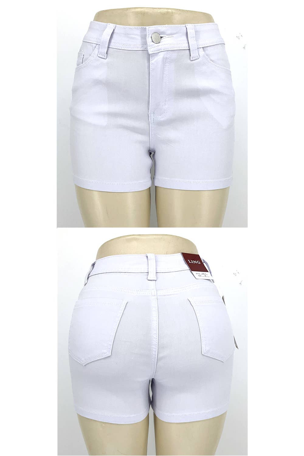 White basic color denim shorts with 5 pockets color shorts