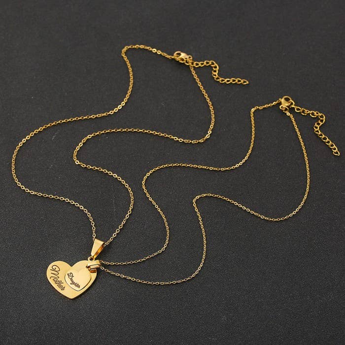 Mother Daughter Heart Necklace Set Matching Jewelry Pendant