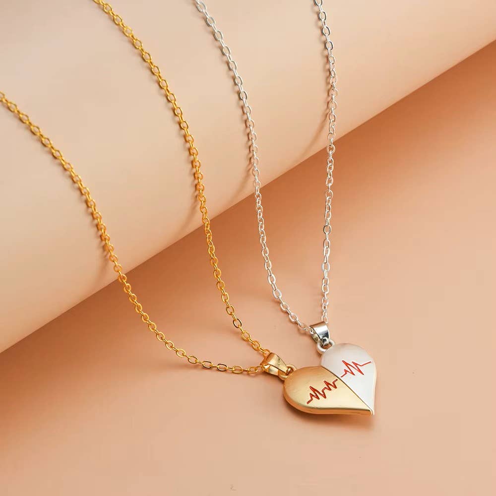Heartbeat Couple Necklace Matching Love Pendant, Friend,Wife