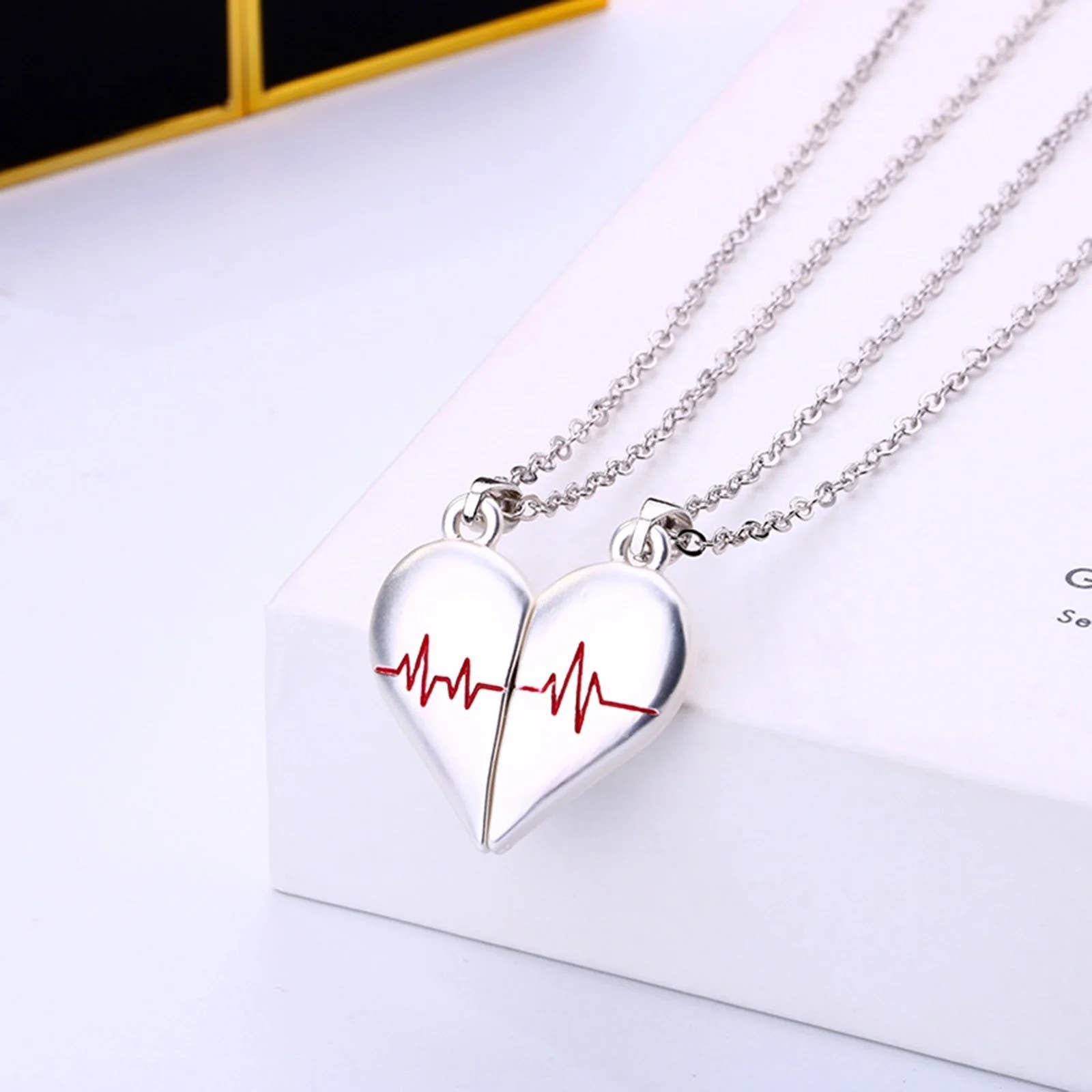 Heartbeat Couple Necklace Matching Love Pendant, Friend,Wife