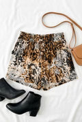 Animal Print Baroque Lace Elastic Waist Shorts